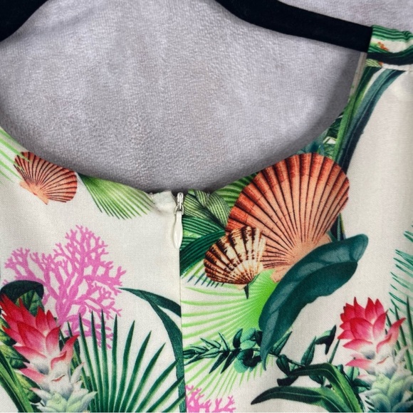 Boston Proper Sea Life Tropical V-Neck Empire Waist Long Sleeve Maxi Dress Sz 14 - Picture 11 of 11